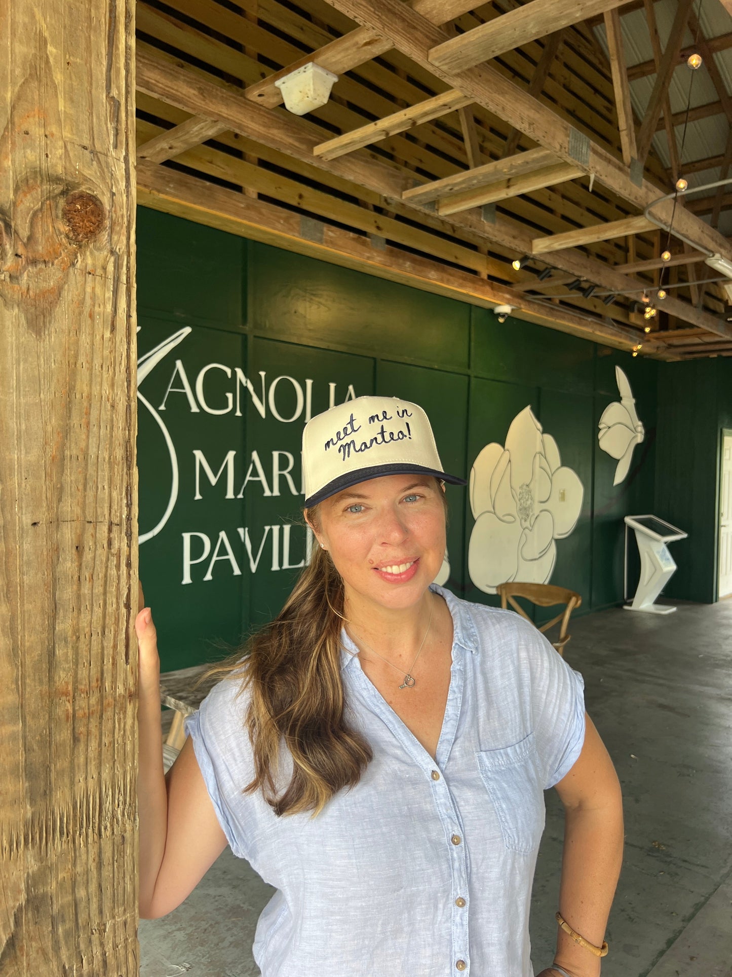 Meet Me in Manteo ball cap - outdoor pavilion