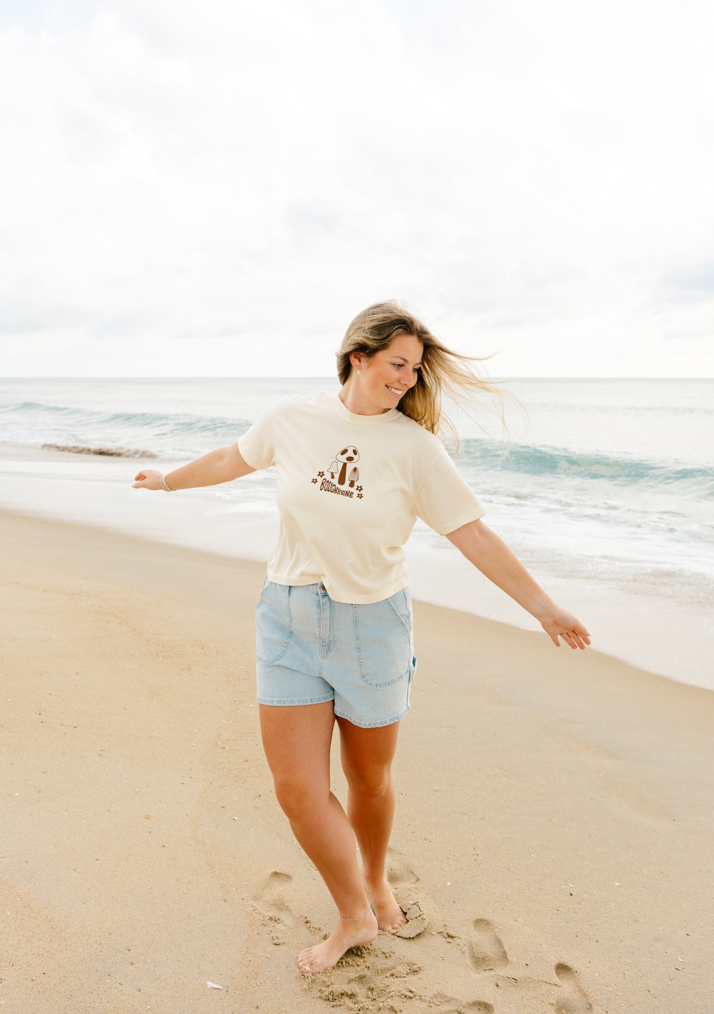 Mushroom Print Crop Tee