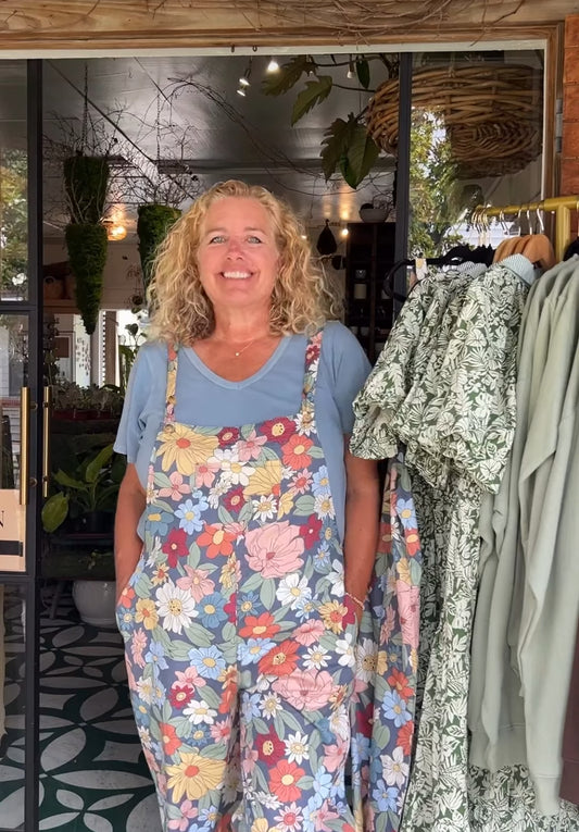 Retro Floral Overalls