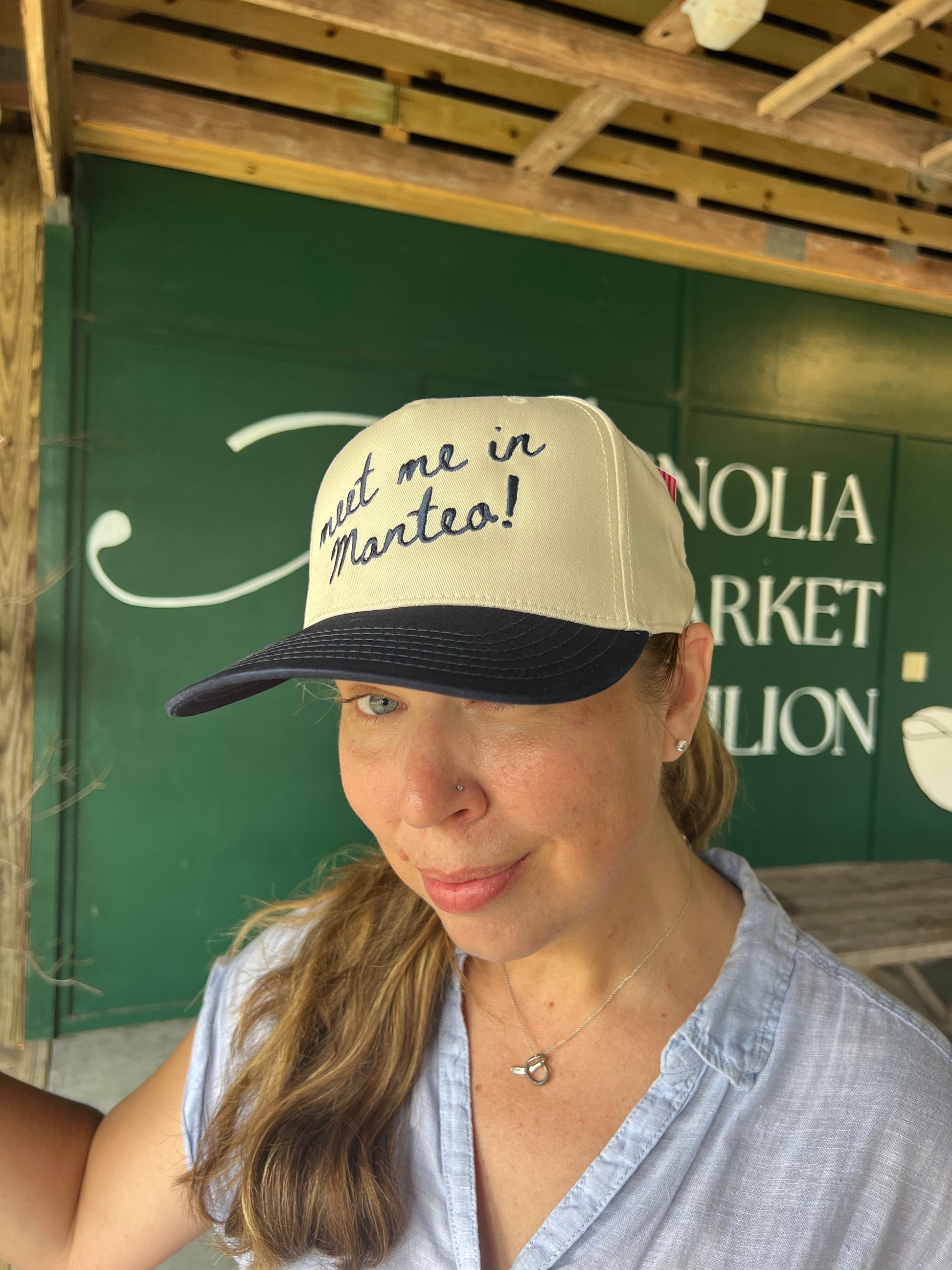 Meet Me in Manteo ball cap - front view
