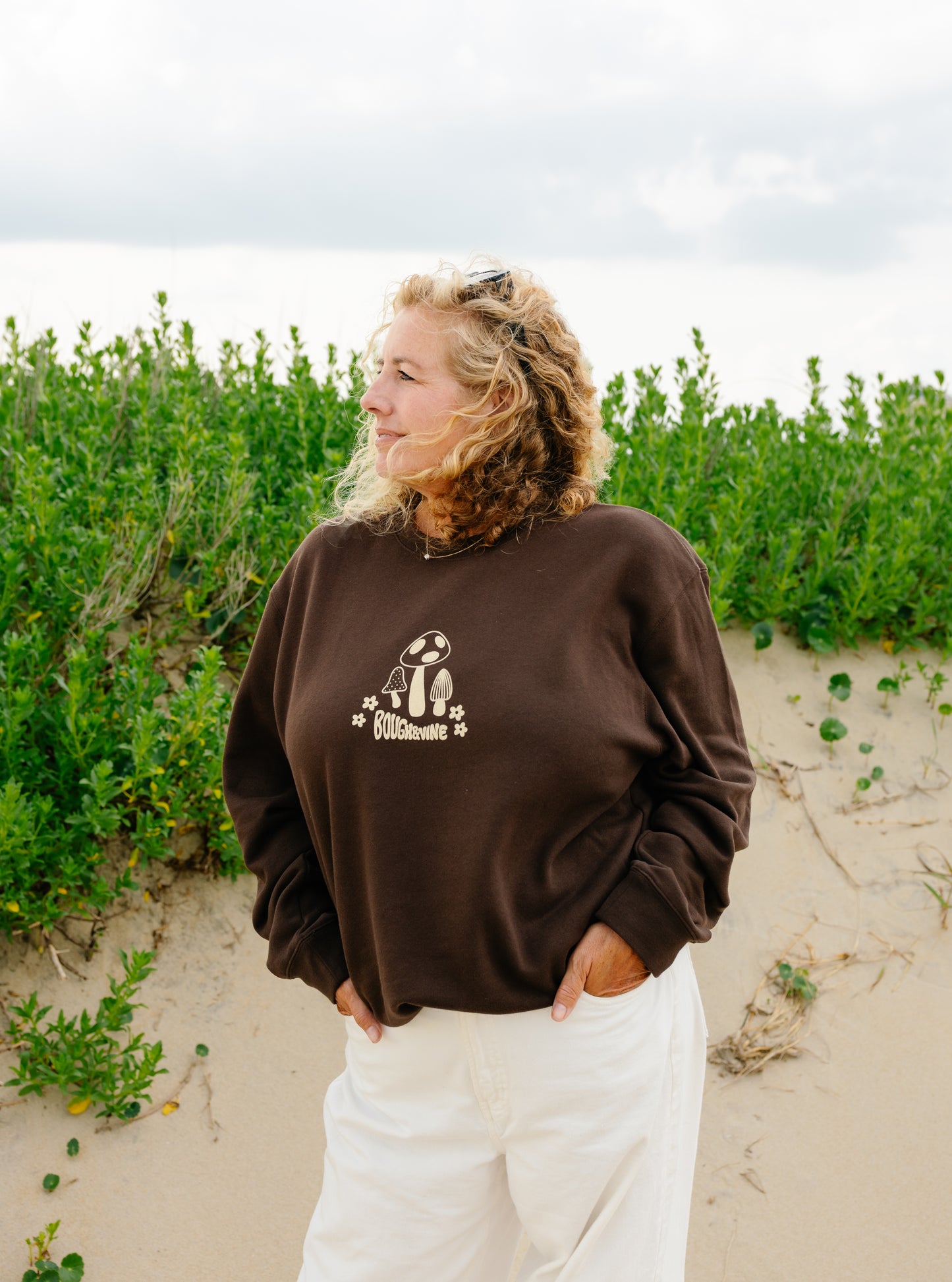 Mushroom Print Crewneck Sweatshirt