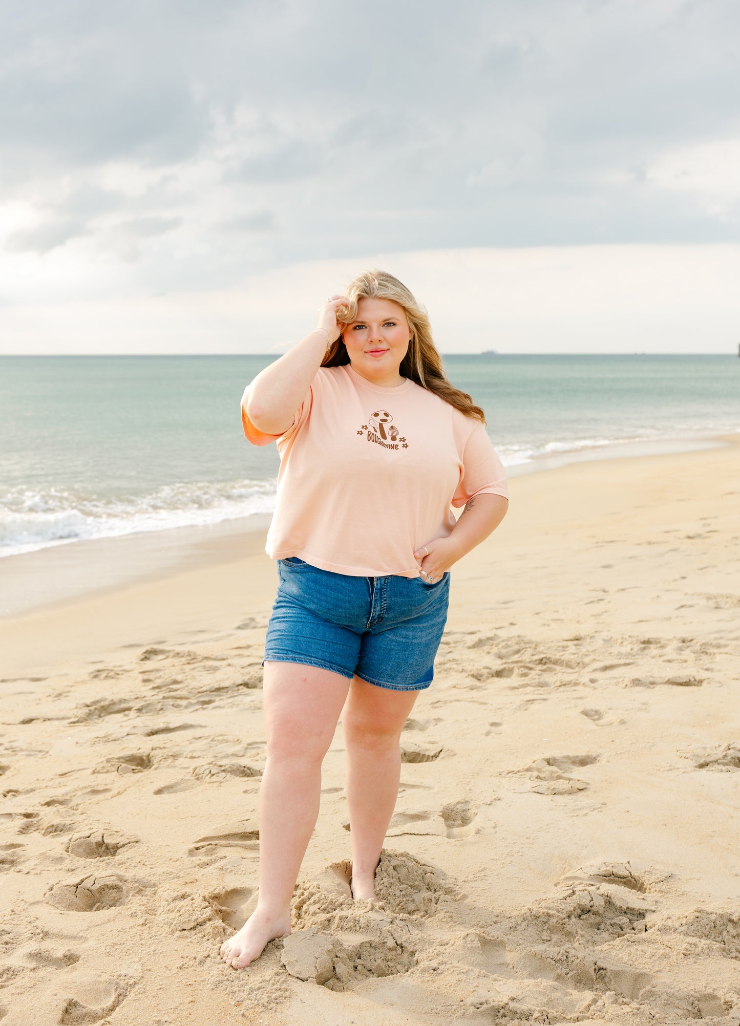 Mushroom Print Crop Tee